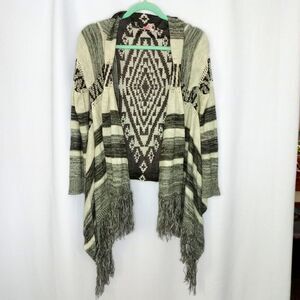 NOBO No Boundaries Southwestern Knit Long Shrug Open Cardigan Sweater Jrs Med